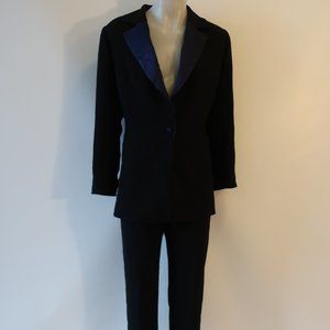 B Louise Black, Blue Satin Trim Pant Suit Sz L*